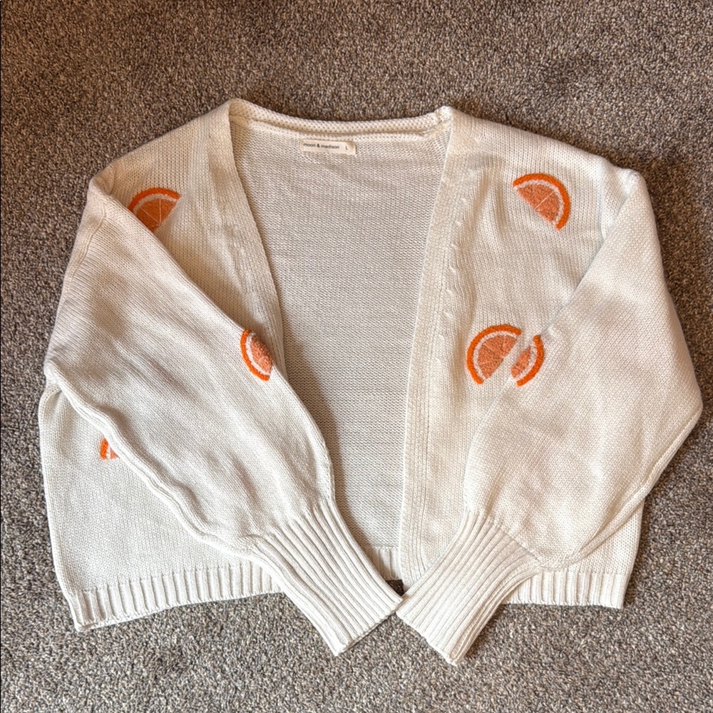 White and Orange Women's Sweater